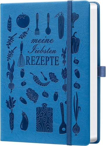 Rezeptbuch hellblau - rezeptbuch, a5